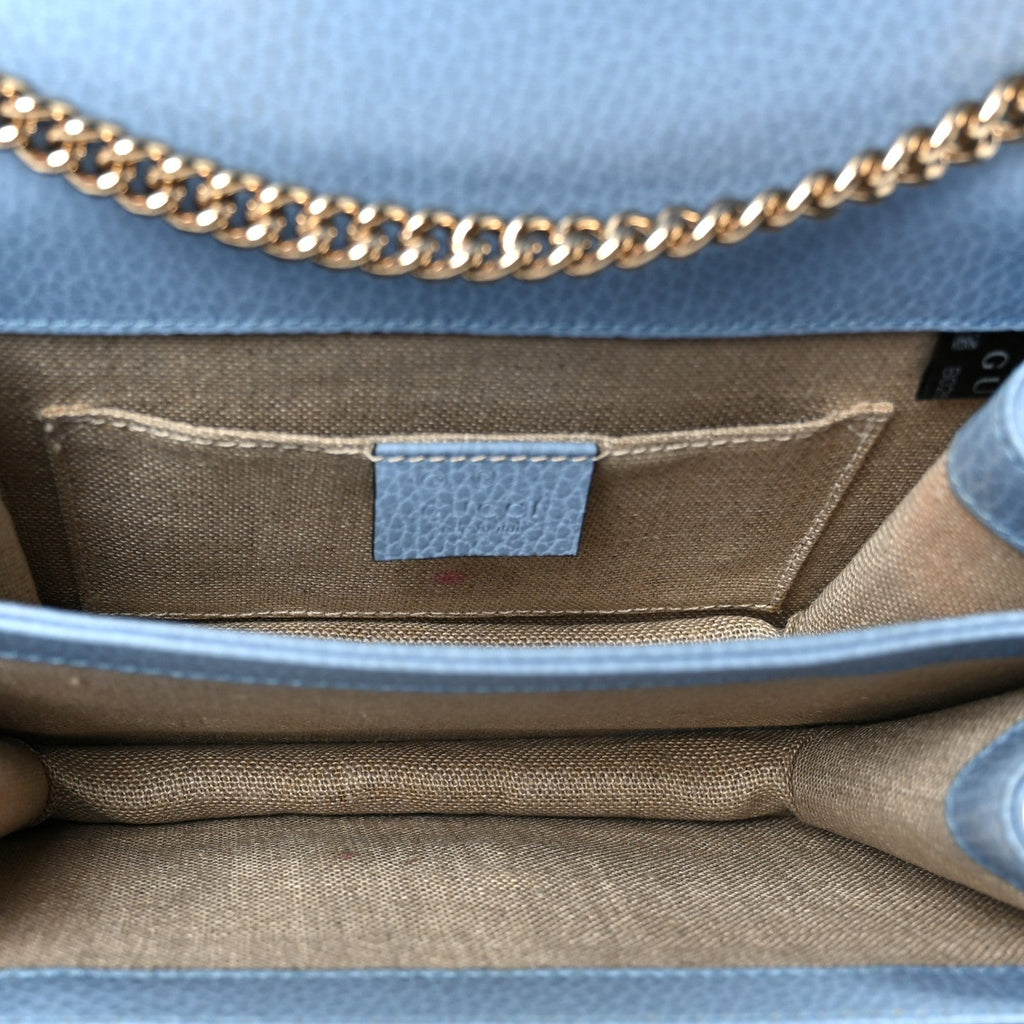 Dollar Calfskin Small Interlocking G Shoulder Bag Mineral Blue