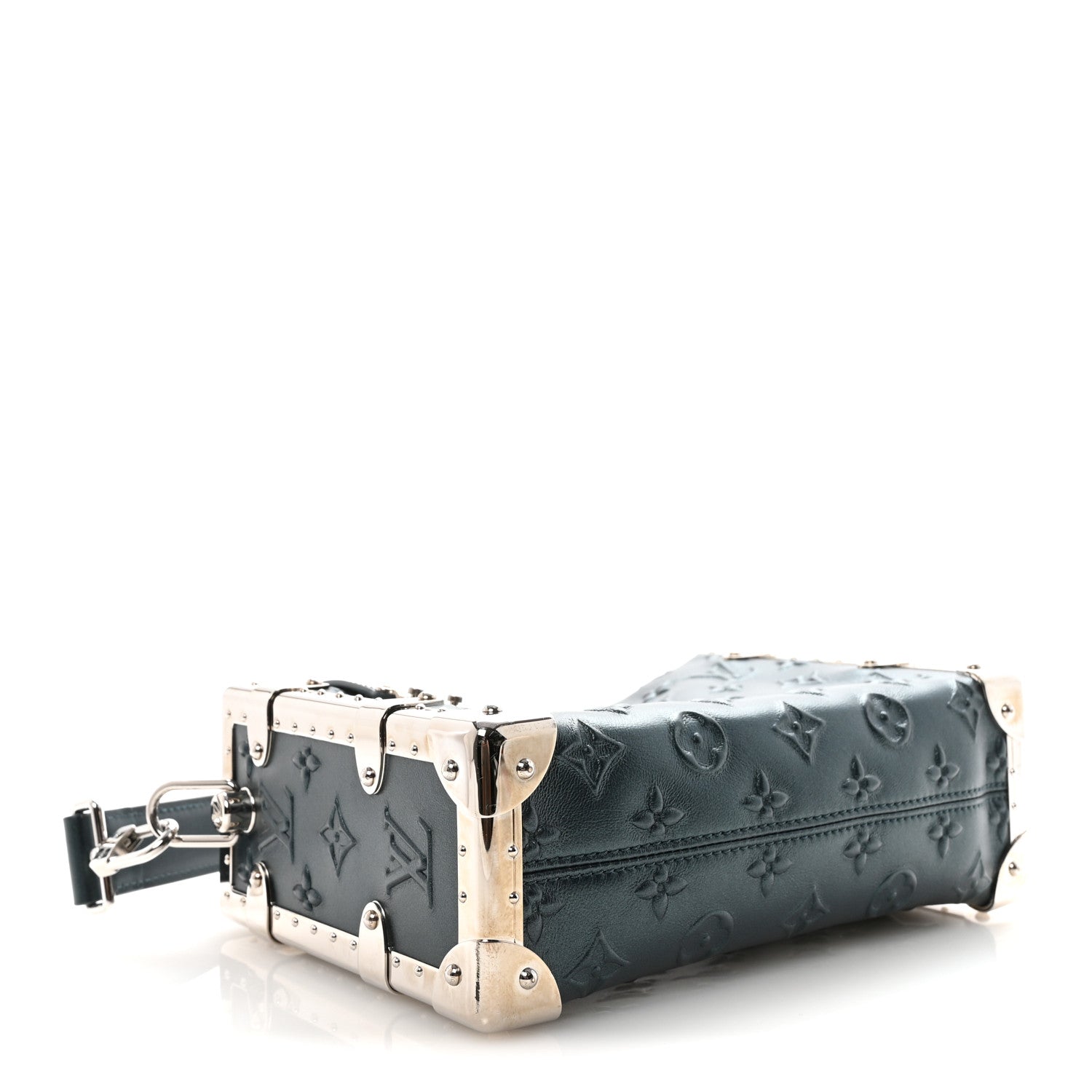 Calfskin Debossed Monogram Side Trunk Moon Bleu