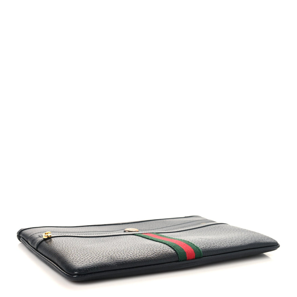 Calfskin Large Ophidia Pouch Clutch Black