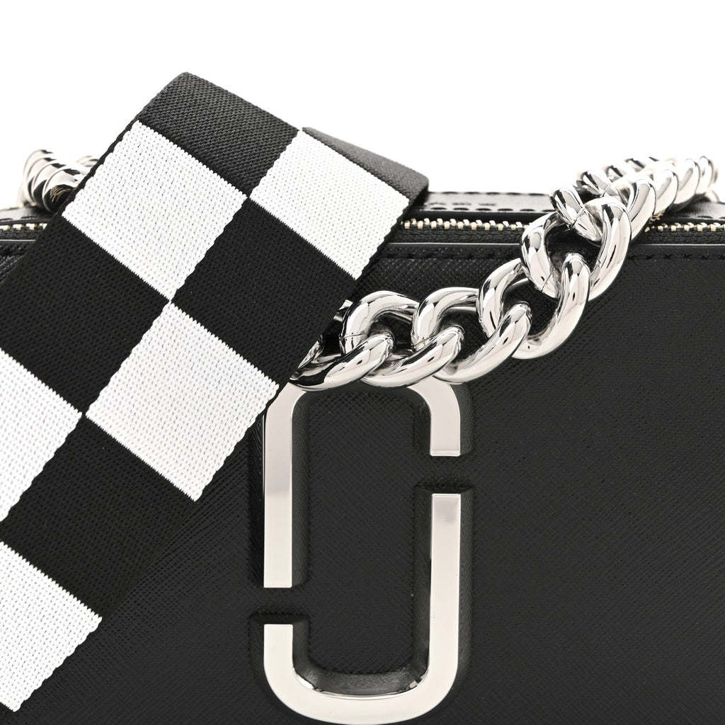 X Bloomingdales 150th Anniversary Saffiano Small Snapshot Camera Bag Black White