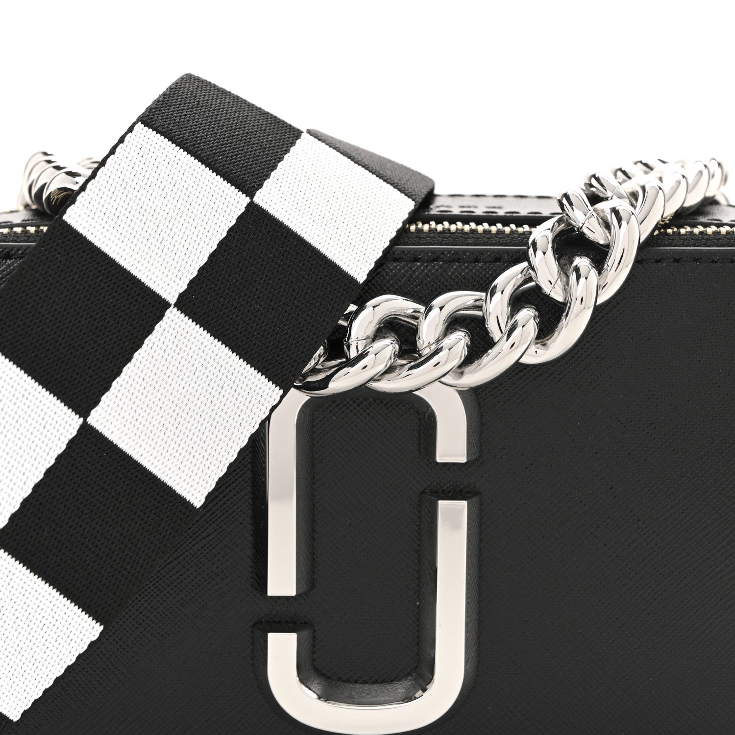 X Bloomingdales 150th Anniversary Saffiano Small Snapshot Camera Bag Black White