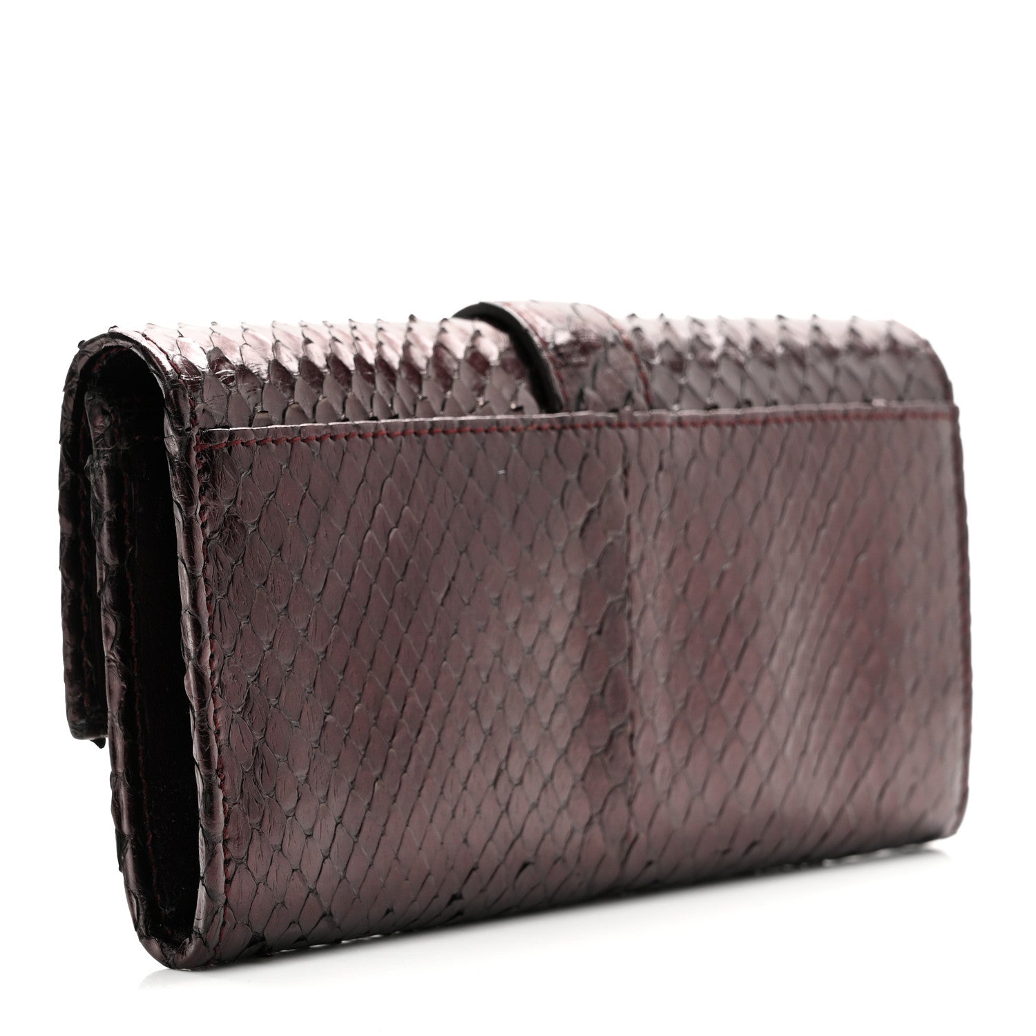 Metallic Snakeskin Soft Stirrup Wallet Brown