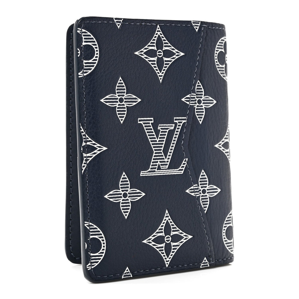 Calfskin Monogram Shadow Pocket Organizer Navy Blue White
