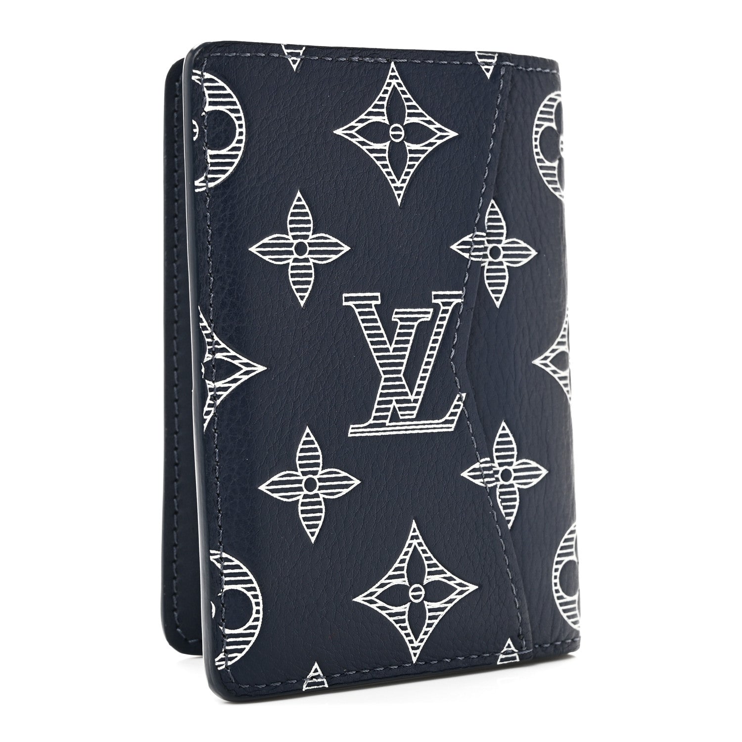 Calfskin Monogram Shadow Pocket Organizer Navy Blue White
