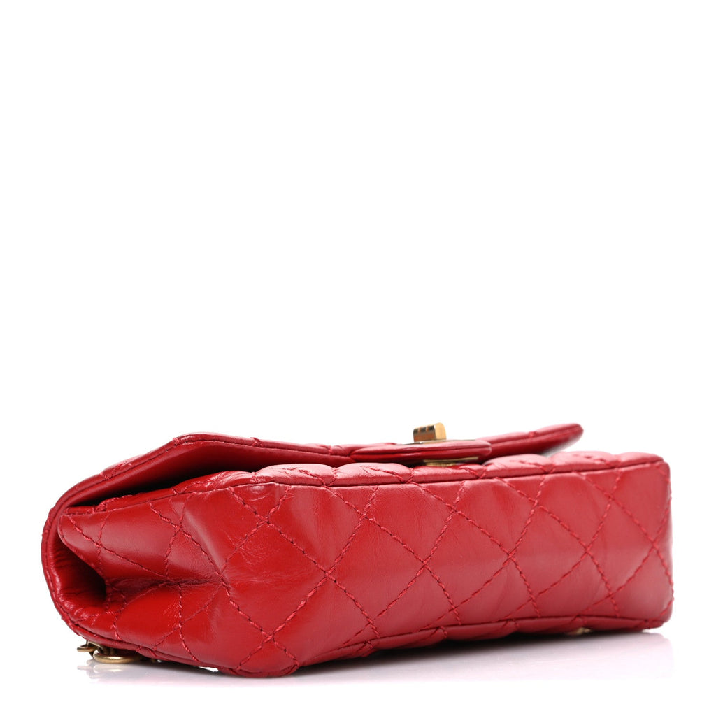 Aged Calfskin Quilted 2.55 Reissue Flap Belt Bag Red