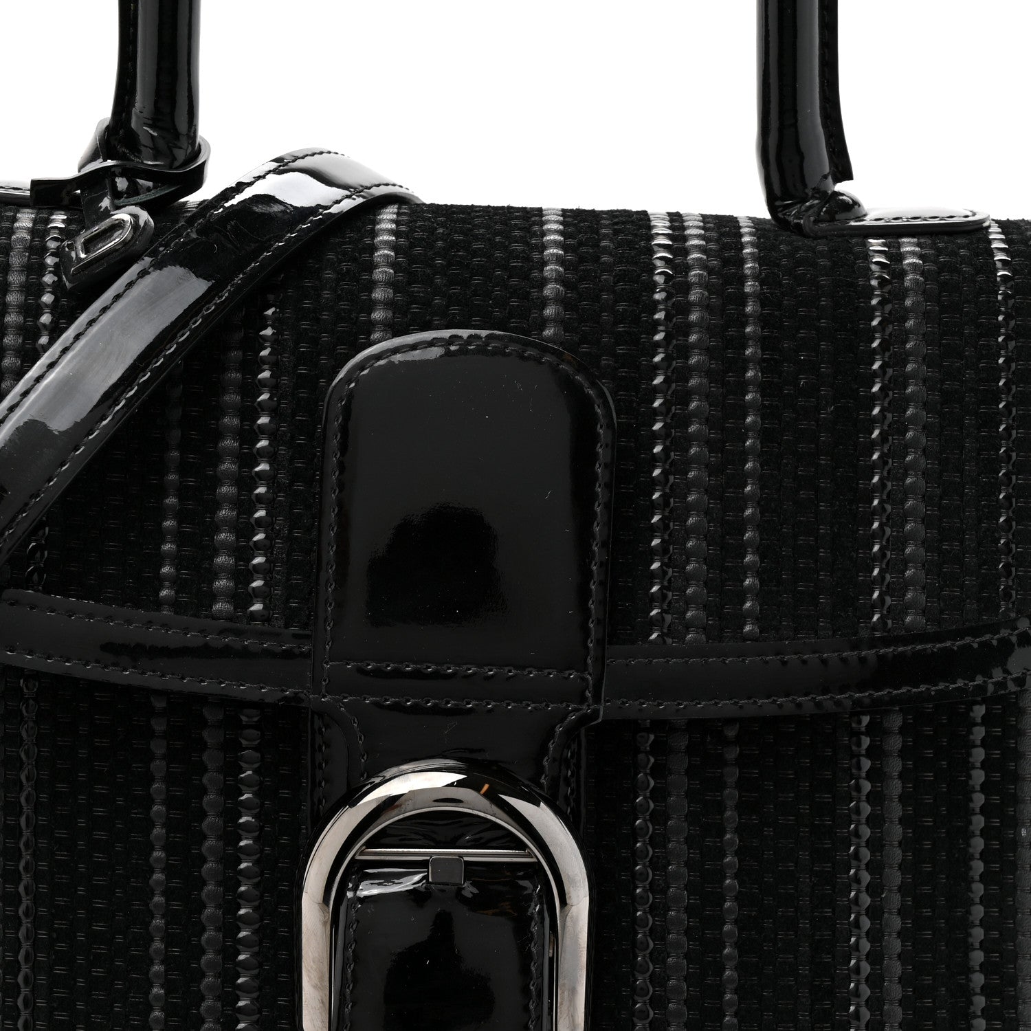 Canvas Patent Calfskin MM Brillant Satchel Black