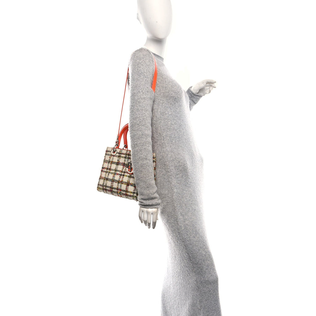 Tweed Medium Lady Dior  Orange Multicolor