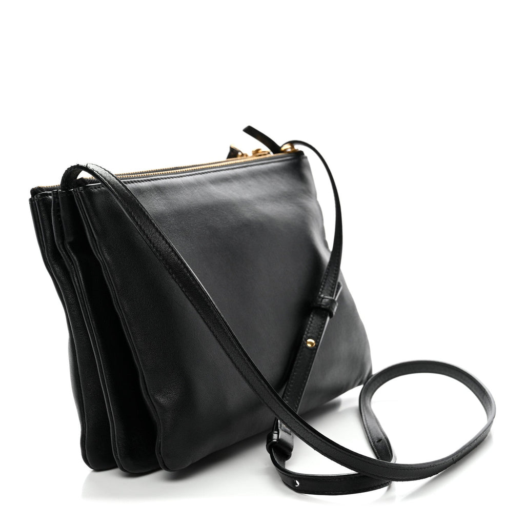 Lambskin Large Trio Crossbody Bag Black