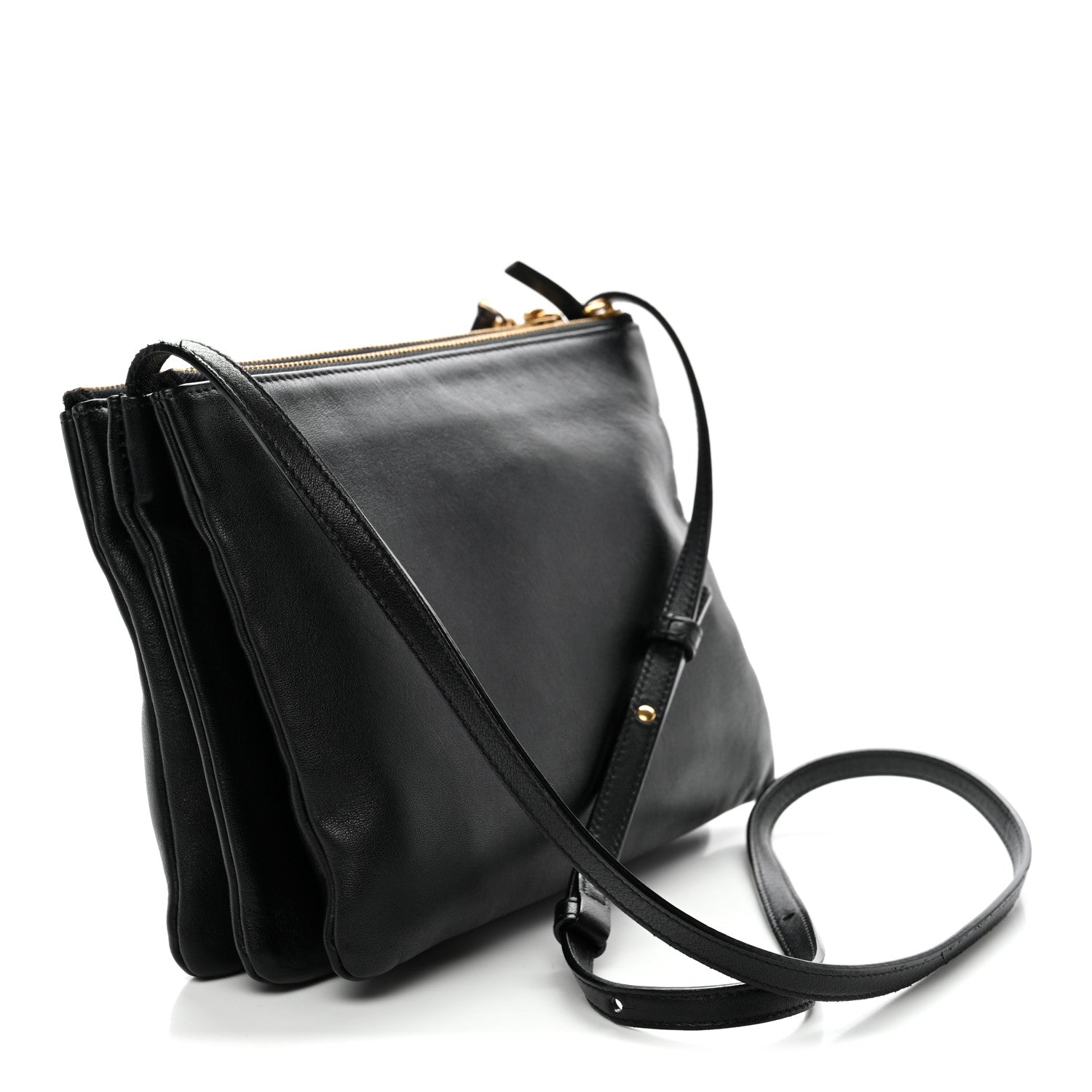 Lambskin Large Trio Crossbody Bag Black