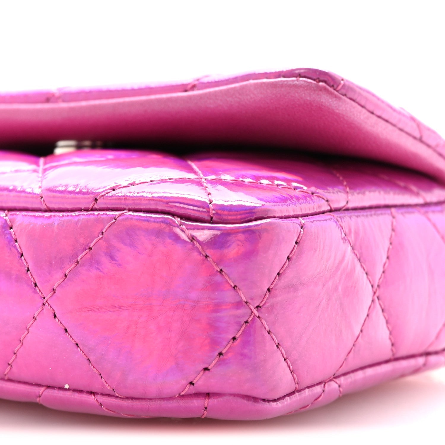Patent Lambskin Quilted CC Hook  Holder Pink