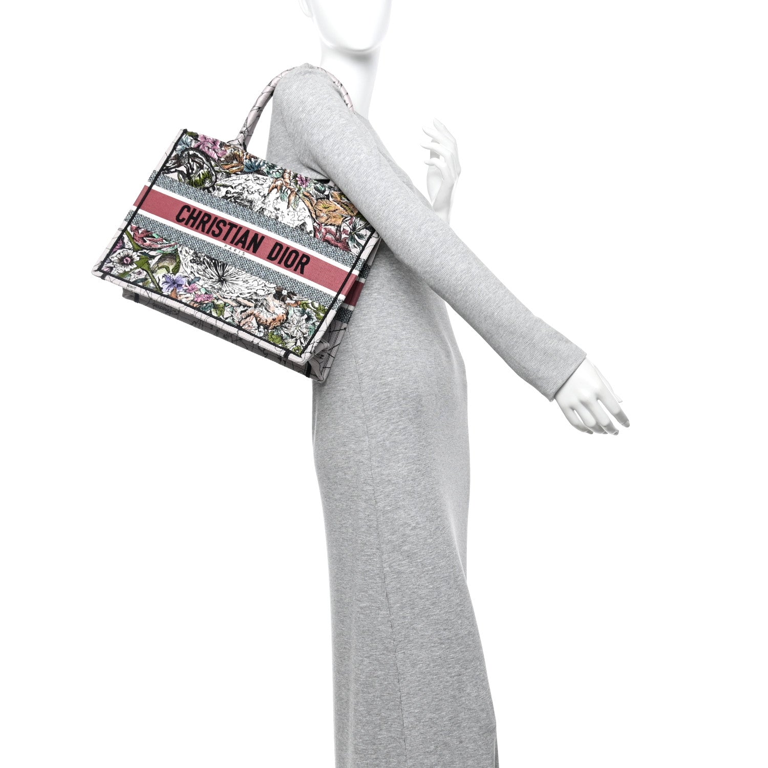 Canvas Embroidered Medium Zodiac Book Tote Latte Multicolor