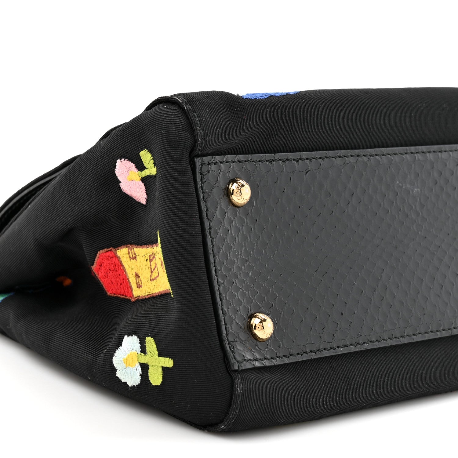 Neoprene Watersnake Embellished Medium Miss Sicily Satchel Black Multicolor