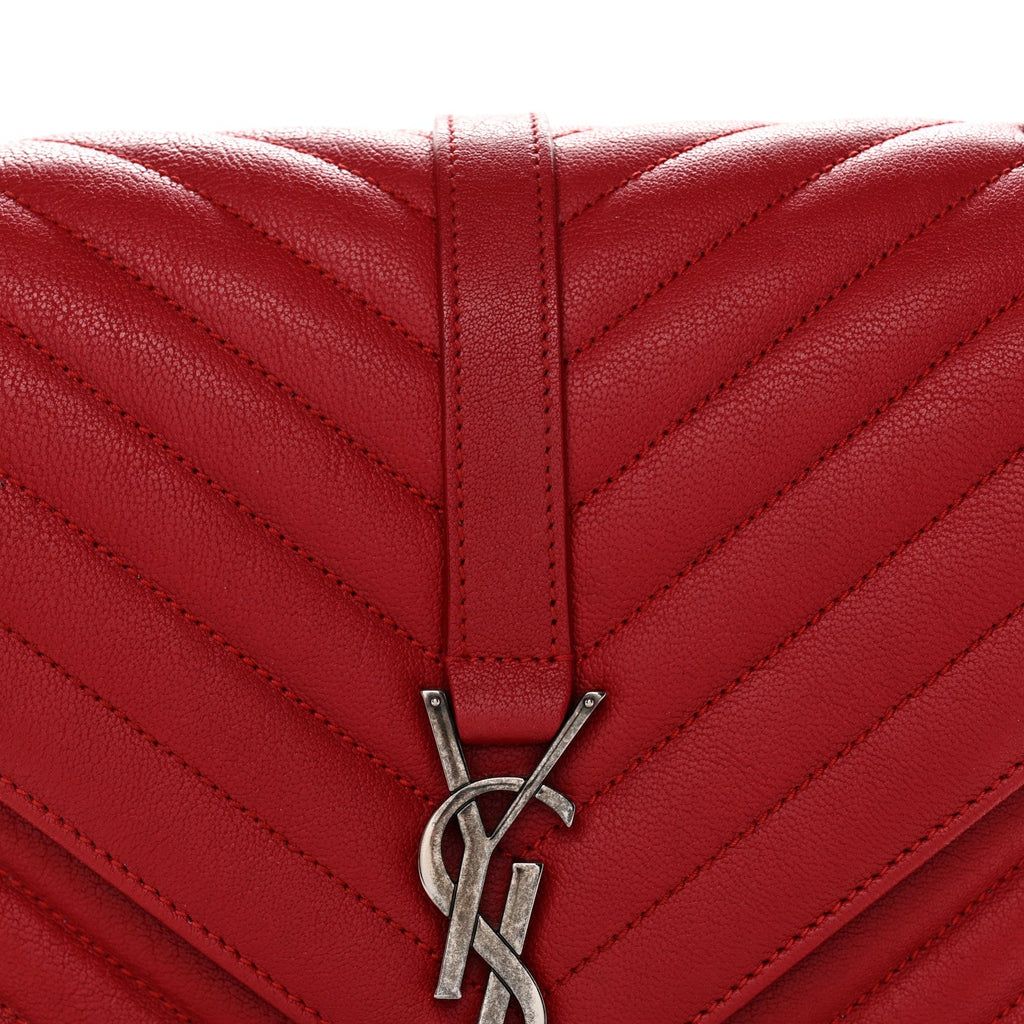 Sheepskin Matelasse Chevron Monogram Medium College Bag Rouge