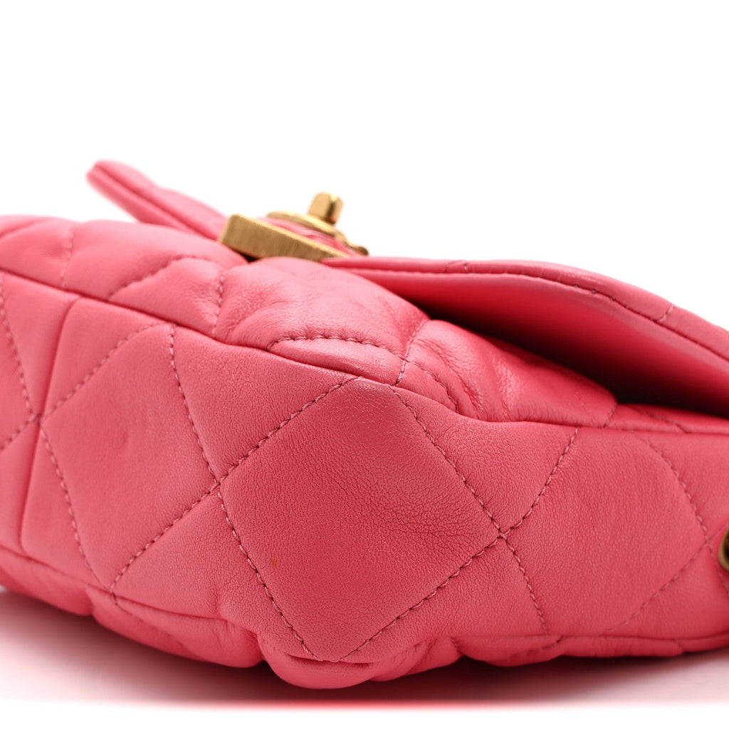 Lambskin Plexiglass Quilted Coco Love Mini Flap Pink