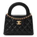 Shiny Aged Calfskin Quilted Nano Kelly Shopper Black