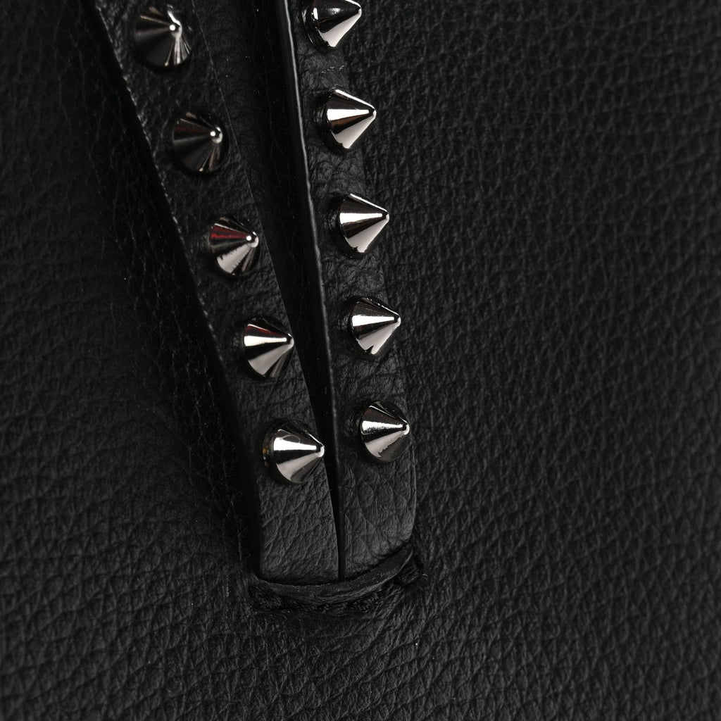Calfskin Patent Logo Spikes East West Cabata Tote Black