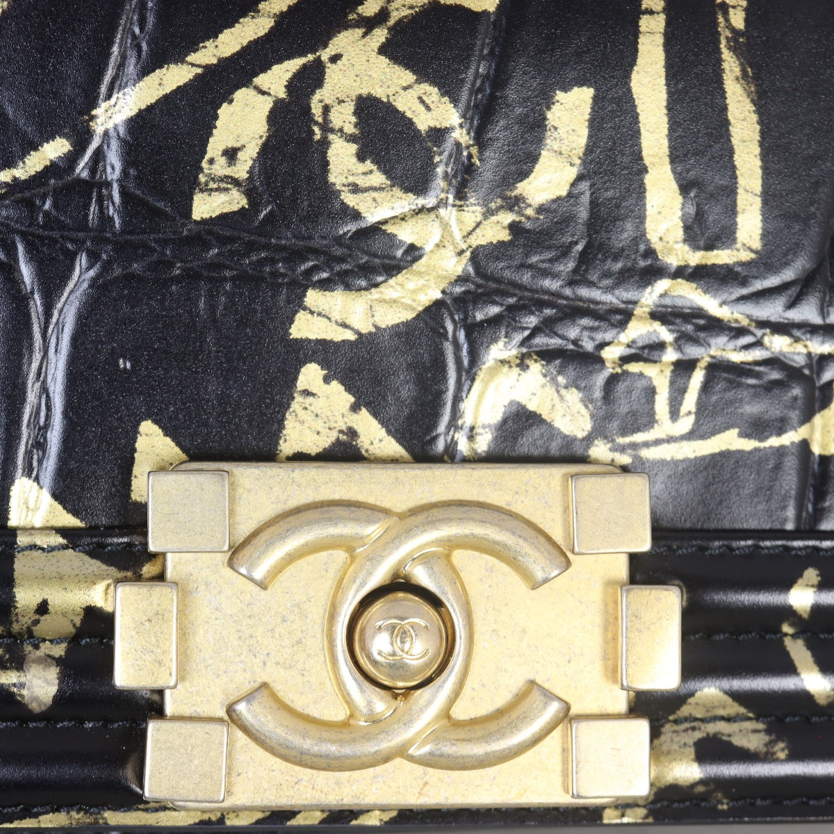 Chanel Boy Small Croc Embossed Graffiti