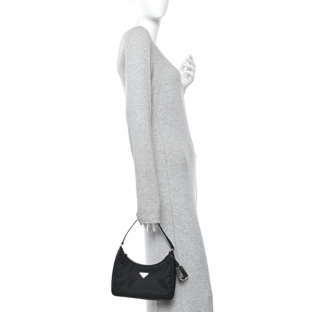 Tessuto Nylon Saffiano Mini Re-Edition 2005 Bag Black