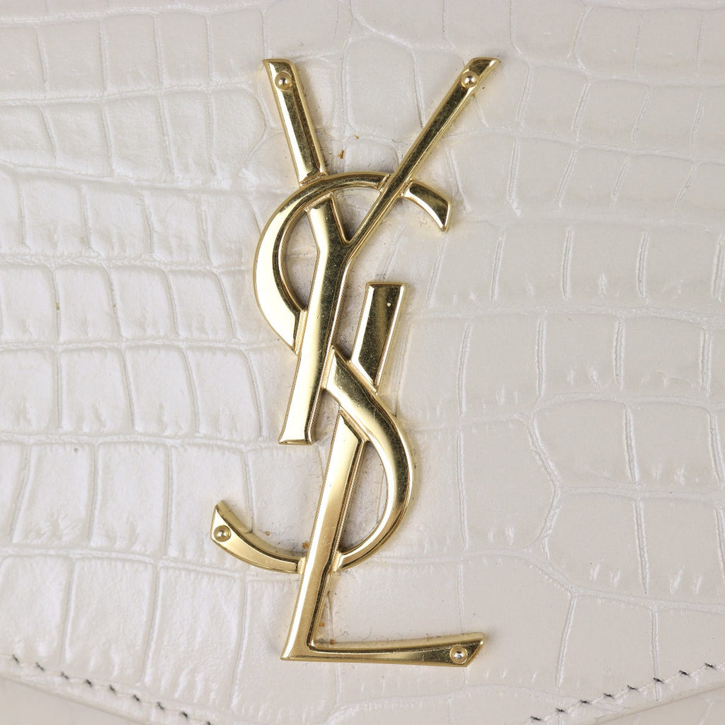 Saint Laurent Uptown Chain Wallet Croc-Embossed