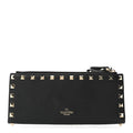 Pebbled Calfskin Rockstud Continental Wallet Black