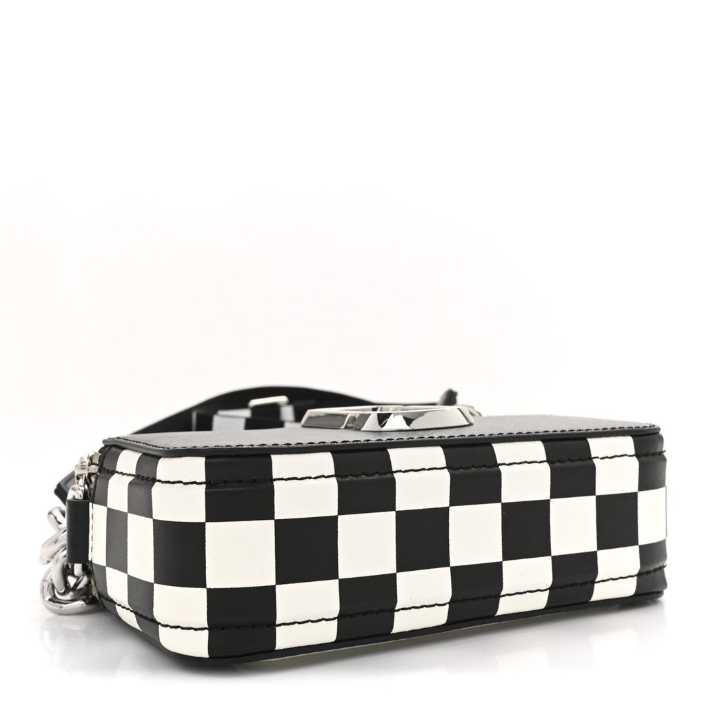 X Bloomingdales 150th Anniversary Saffiano Small Snapshot Camera Bag Black White