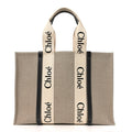 Cotton Calfskin Large Woody Ribbon Tote White Blue