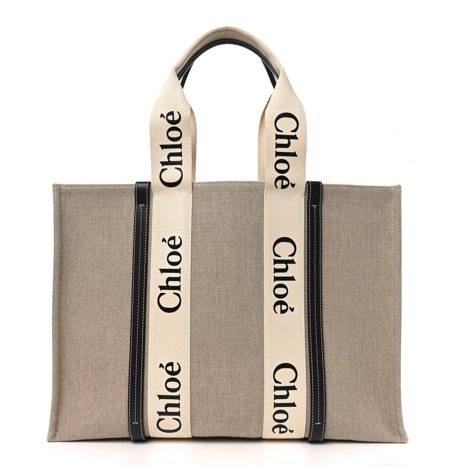 Cotton Calfskin Large Woody Ribbon Tote White Blue