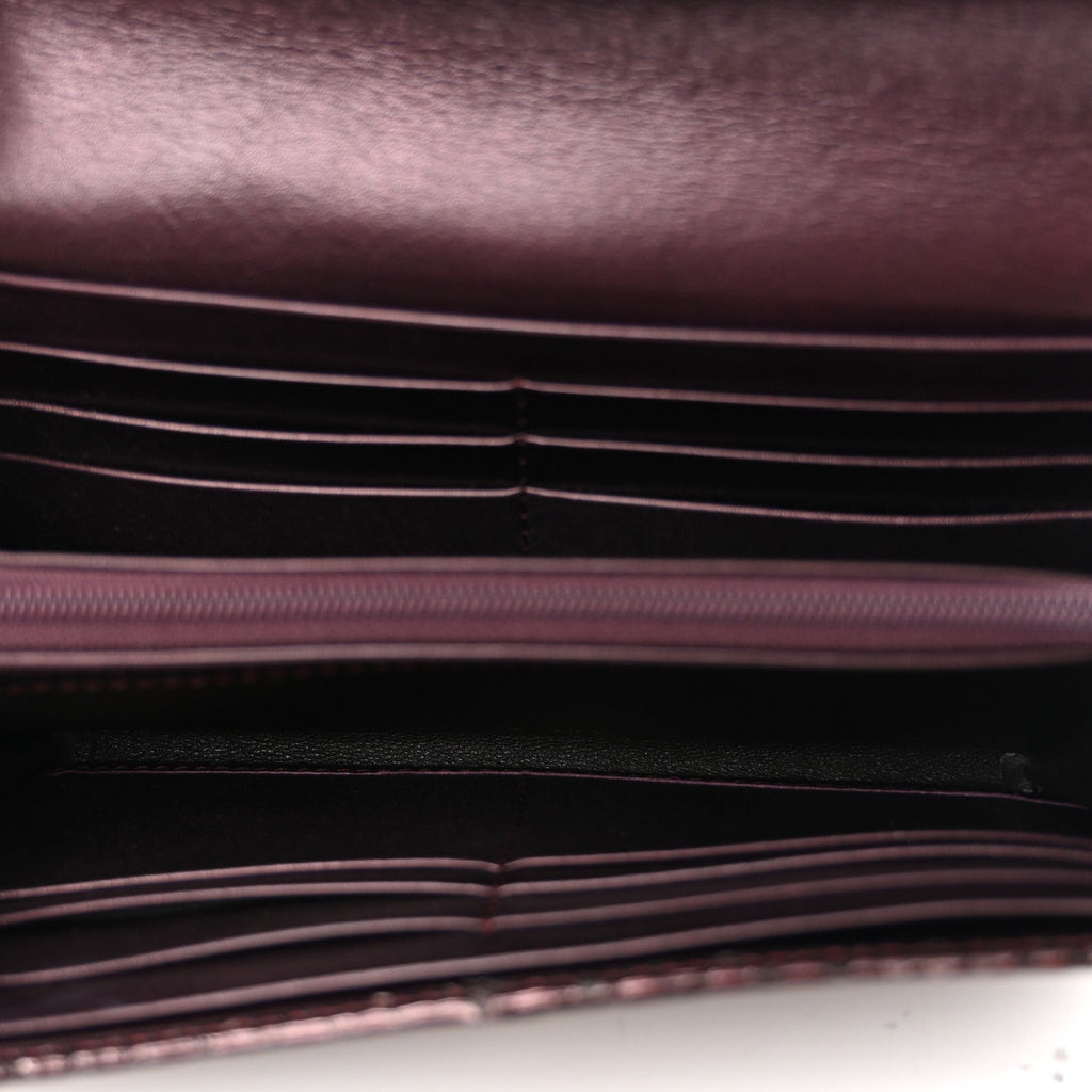 Metallic Snakeskin Soft Stirrup Wallet Brown