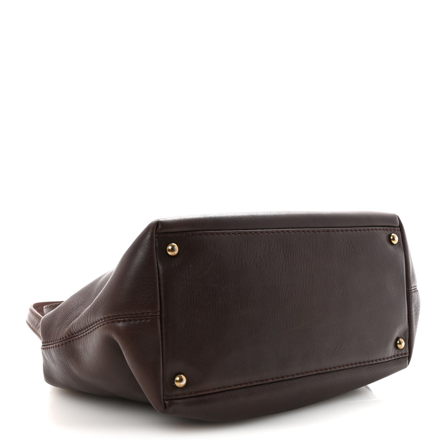 Calfskin Turnlock Shopper Tote Brown