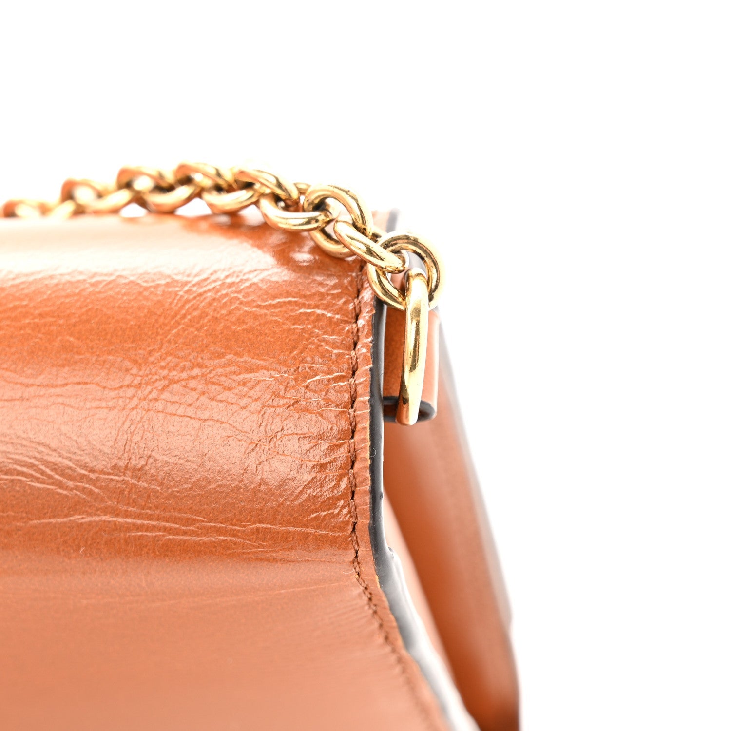 Calfskin Iconic Flap Wallet On Chain Clay Brown