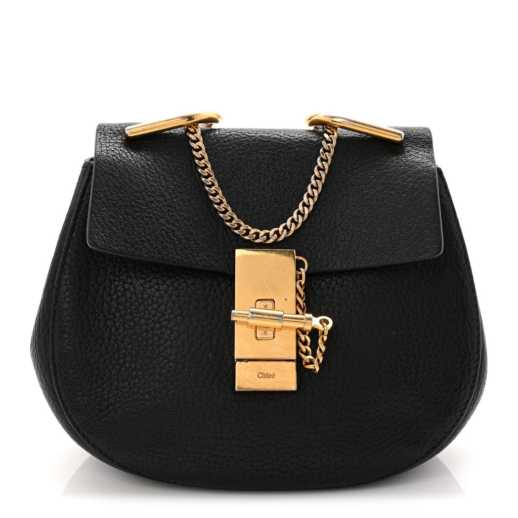 Grained Lambskin Mini Drew Shoulder Bag Black