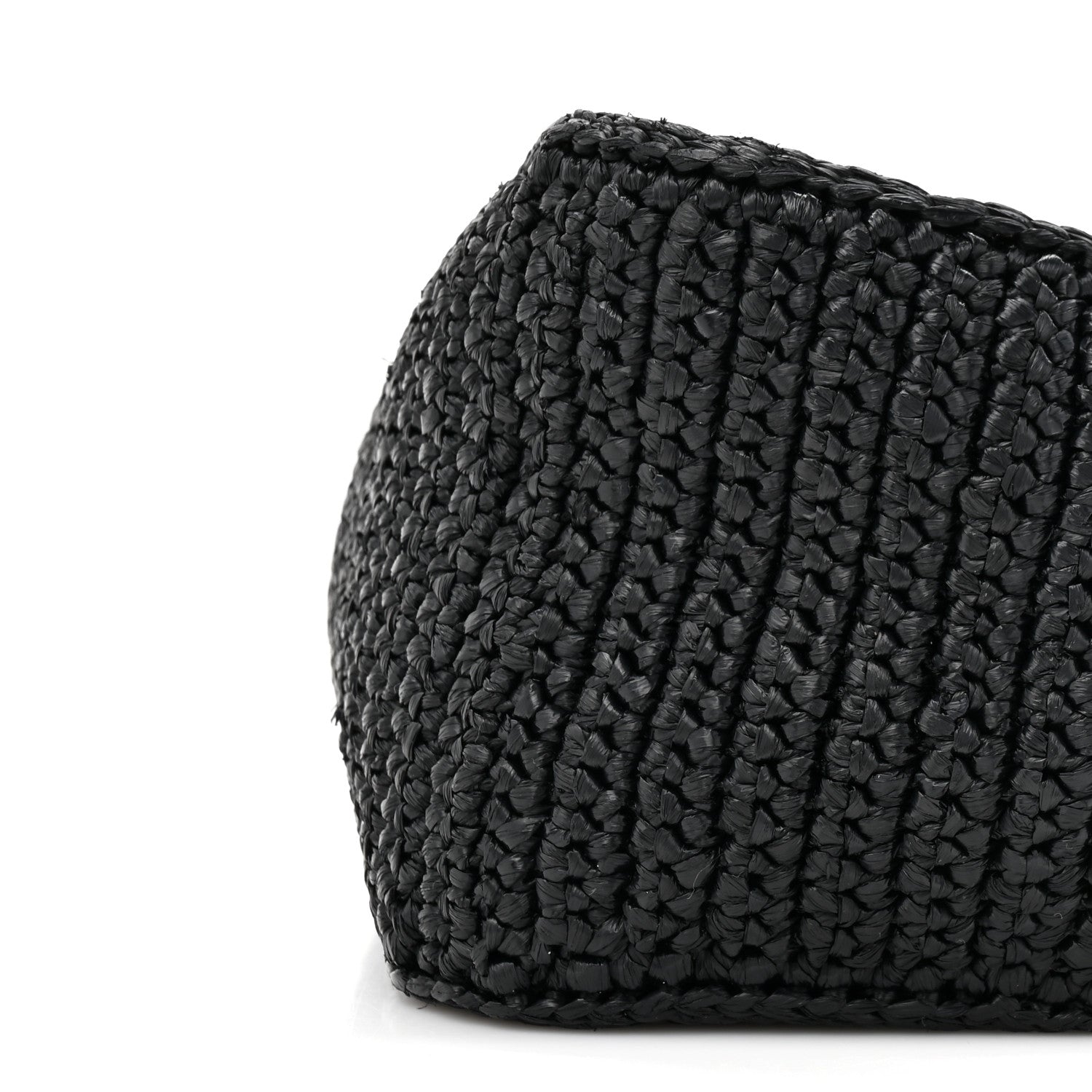 Yarn Raffia Effect Crochet Triangle Shoulder Bag Black
