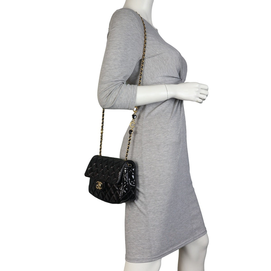Chanel Coco de Toi Heart Chain Square Flap Bag Patent