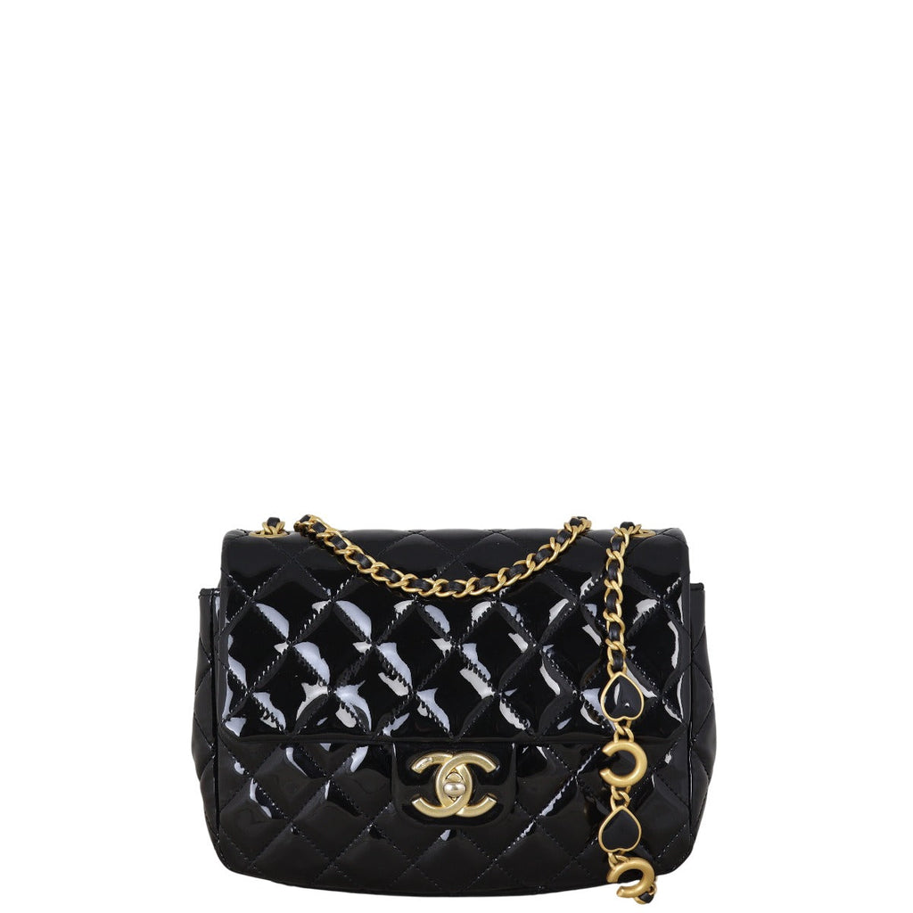 Chanel Coco de Toi Heart Chain Square Flap Bag Patent