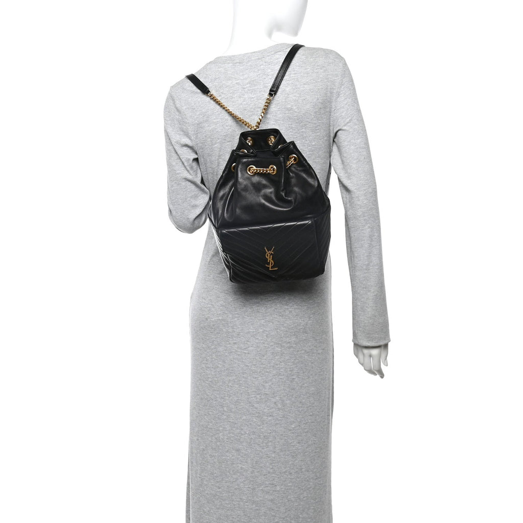Lambskin Matelasse Monogram Joe Backpack Black