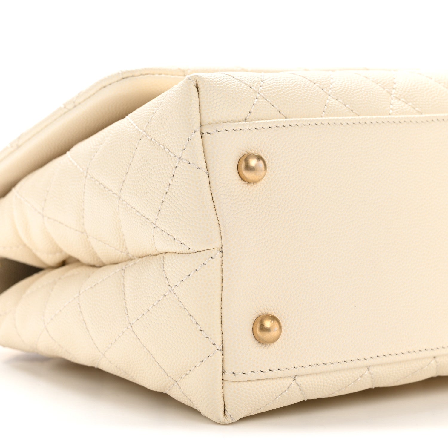 Caviar Lizard Quilted Small Coco Handle Flap Ivory
