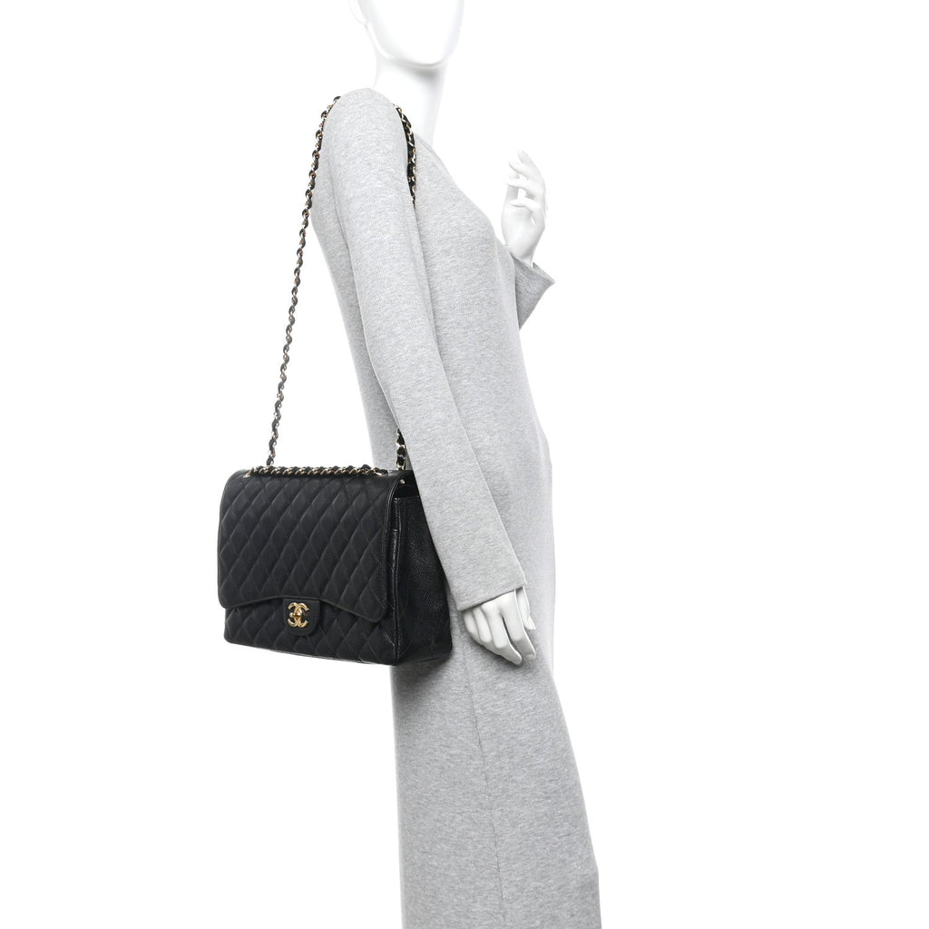 Caviar Quilted Maxi Double Flap Black
