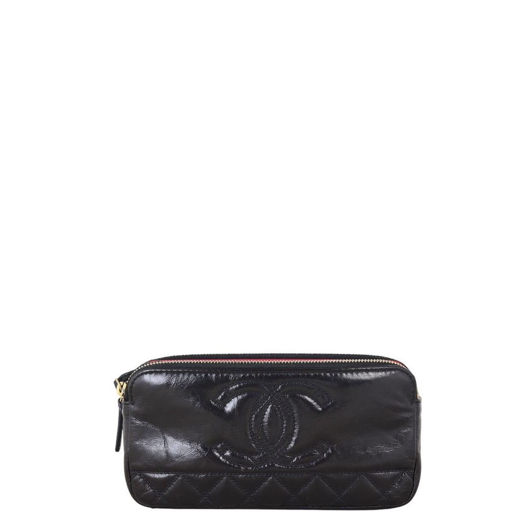 Chanel CC Double Zip Clutch with Chain