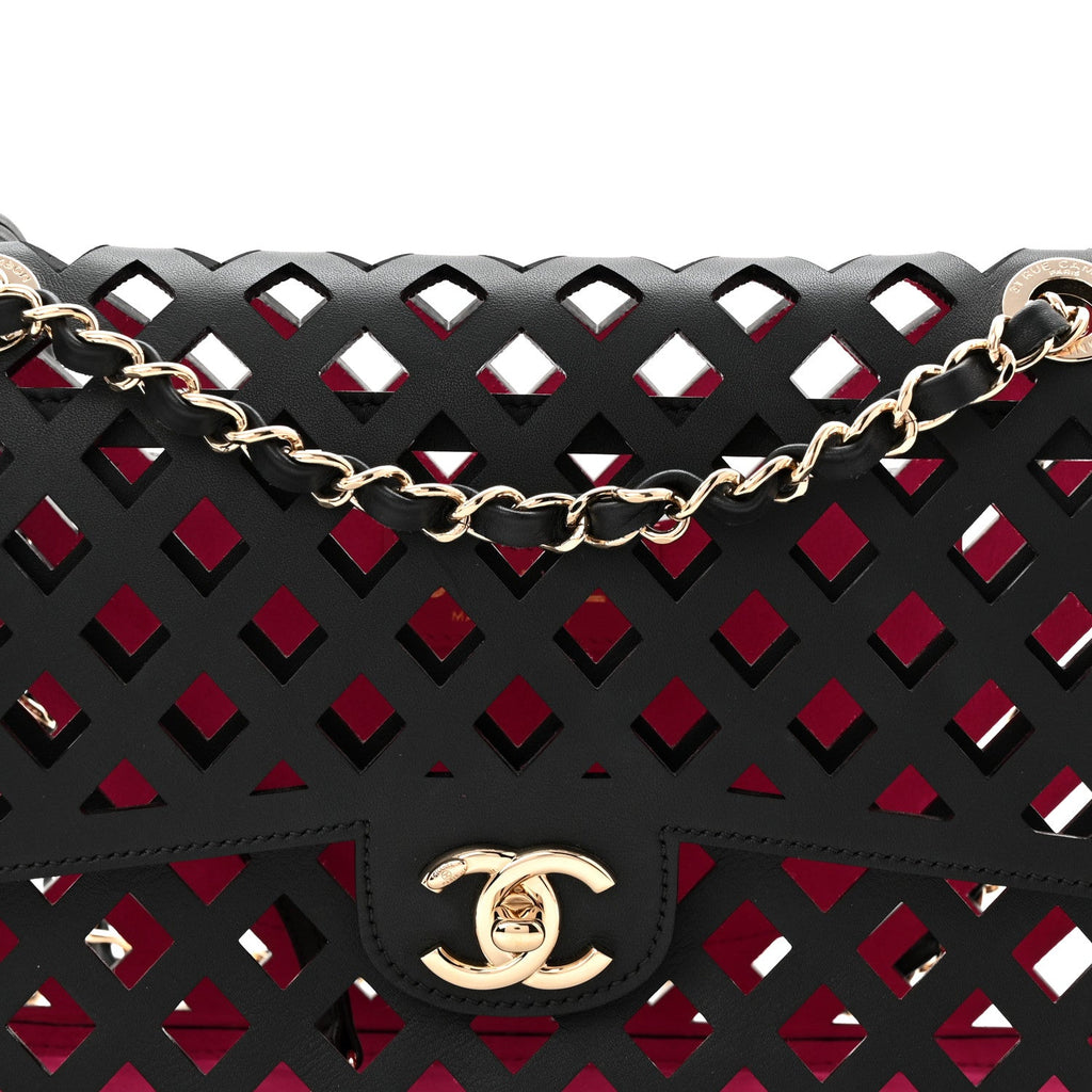 Lambskin Sea Through Flap Black Multicolor