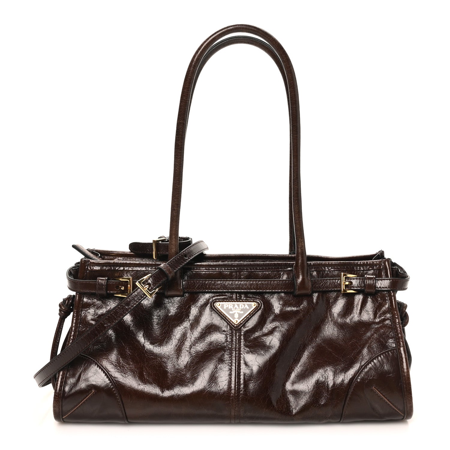 Shiny Nappa Medium Bonnie Shoulder Bag Moro