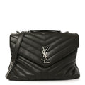 Calfskin Y Quilted Monogram Medium Loulou Chain Satchel Khaki Fonce