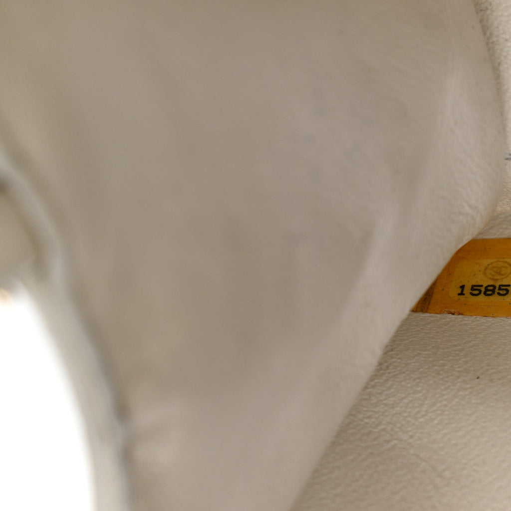 Glazed Calfskin Quilted Small Flap White