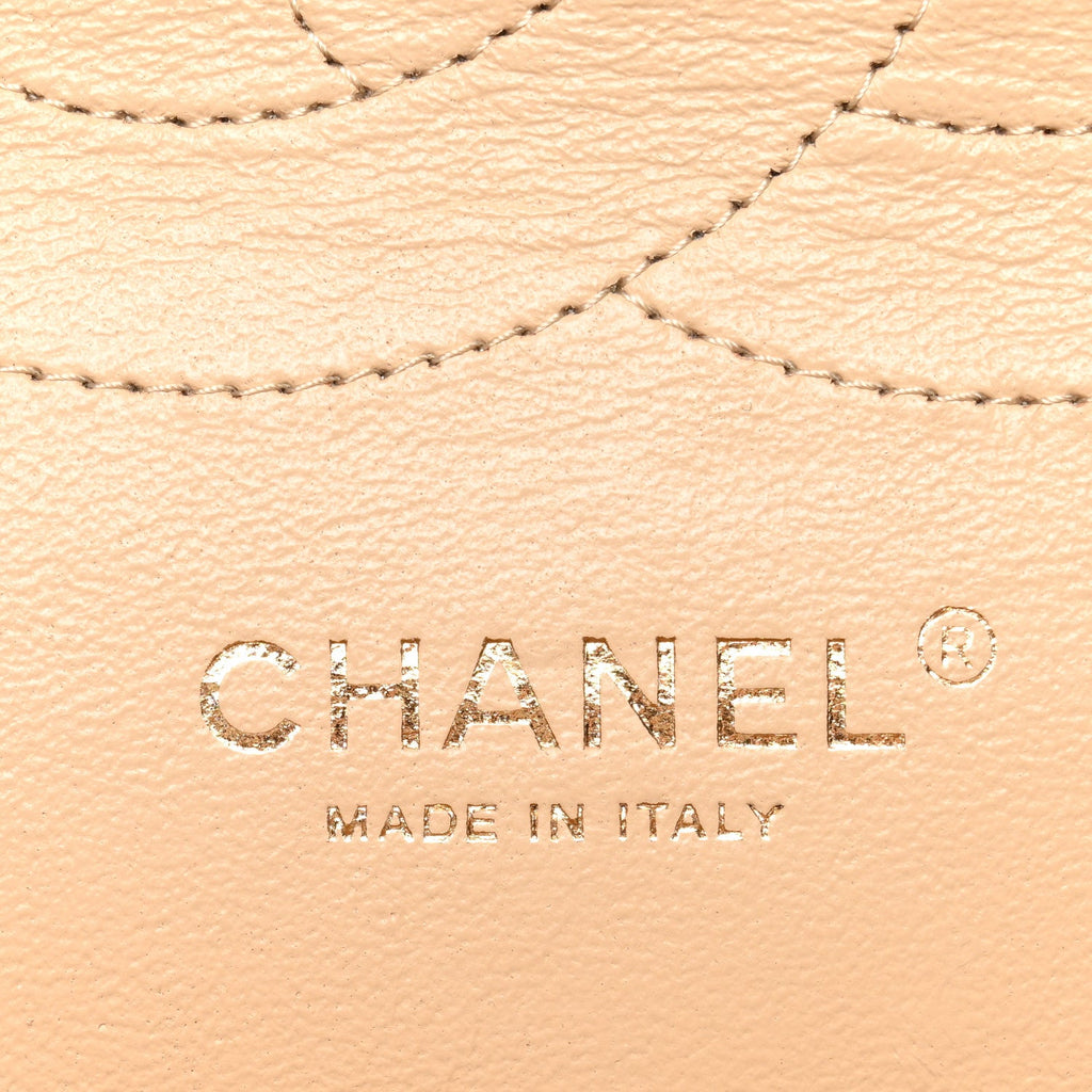 Caviar Quilted Jumbo Double Flap Light Beige