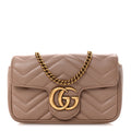 Calfskin Matelasse Super Mini GG Marmont Shoulder Bag Porcelain Rose