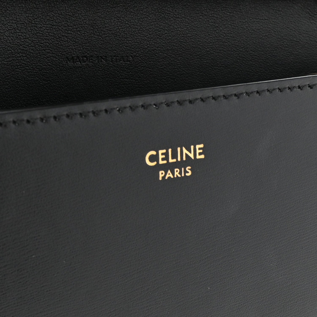Shiny Calfskin Triomphe Margo Wallet on Chain Black
