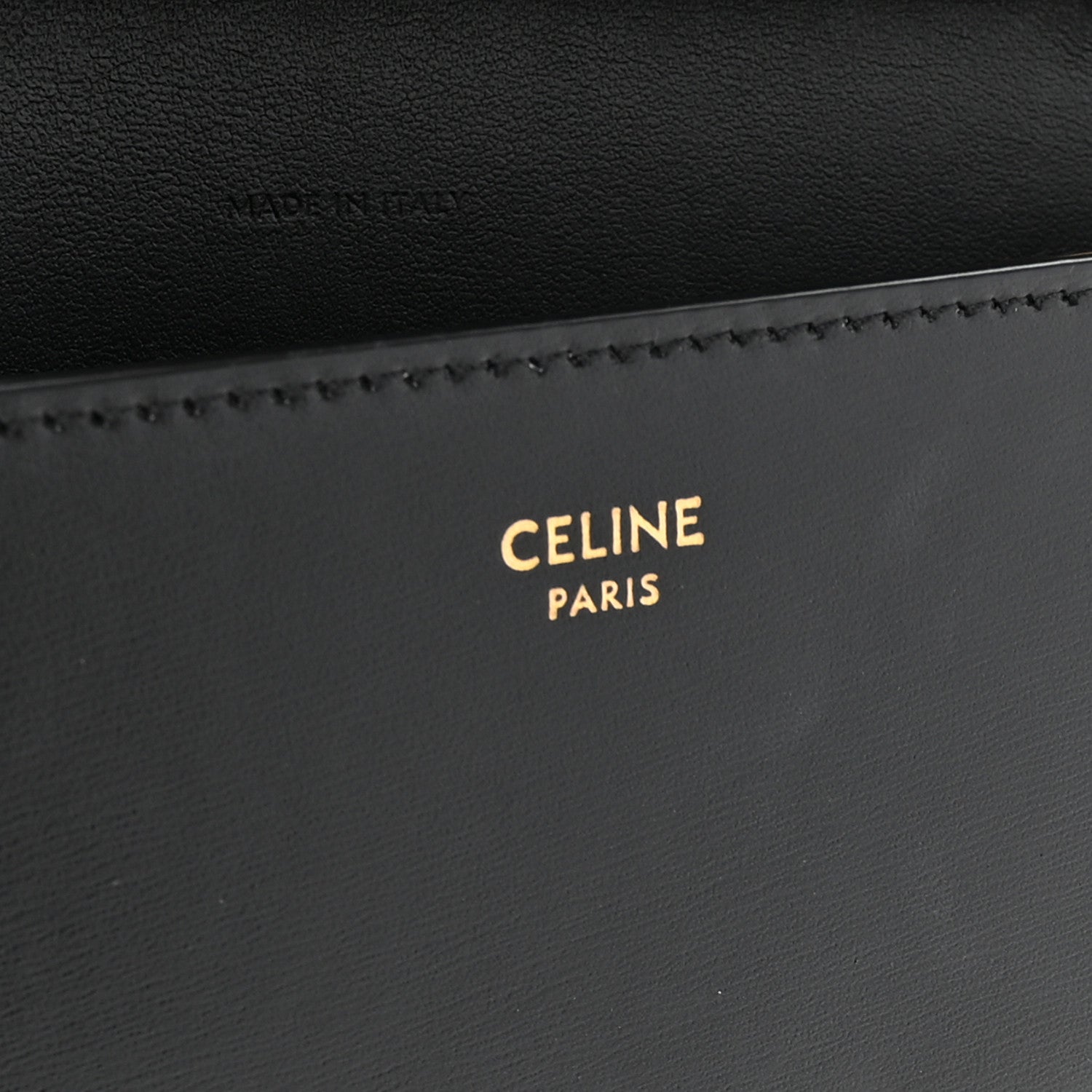 Shiny Calfskin Triomphe Margo Wallet on Chain Black