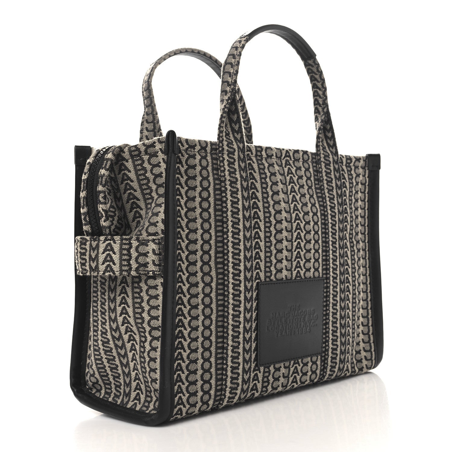 Cotton Jacquard Monogram Medium The Traveler Tote Bag Beige Multicolor