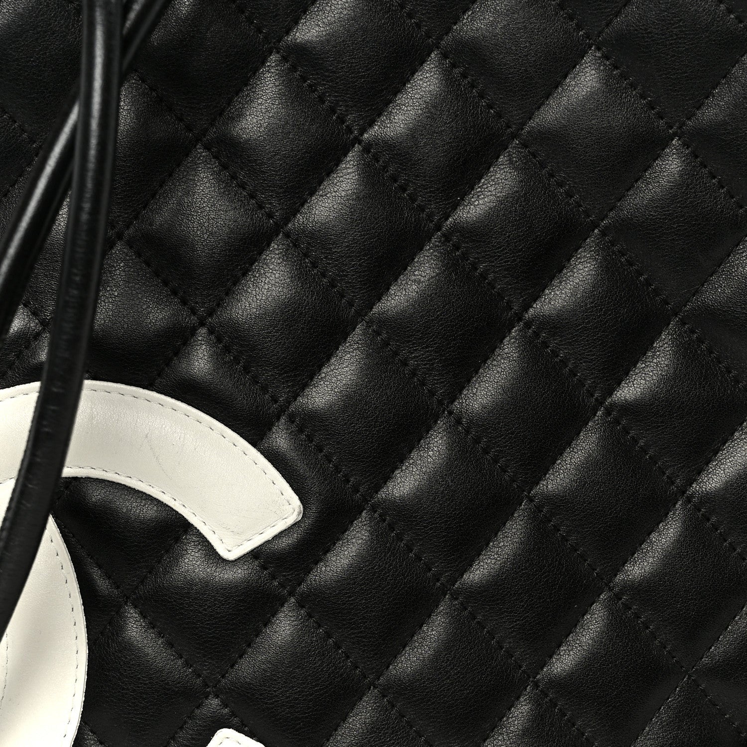 Calfskin Quilted Medium Cambon Messenger Black White