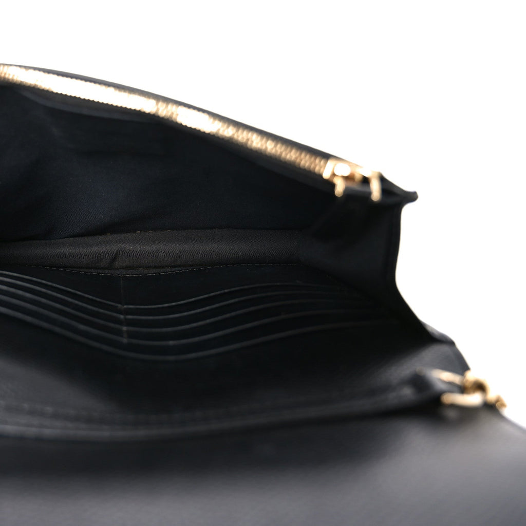 Vitello Cruise F is Fendi Bi-Color FF 1974 Embossed Medium Envelope Wallet On Chain Black Maya