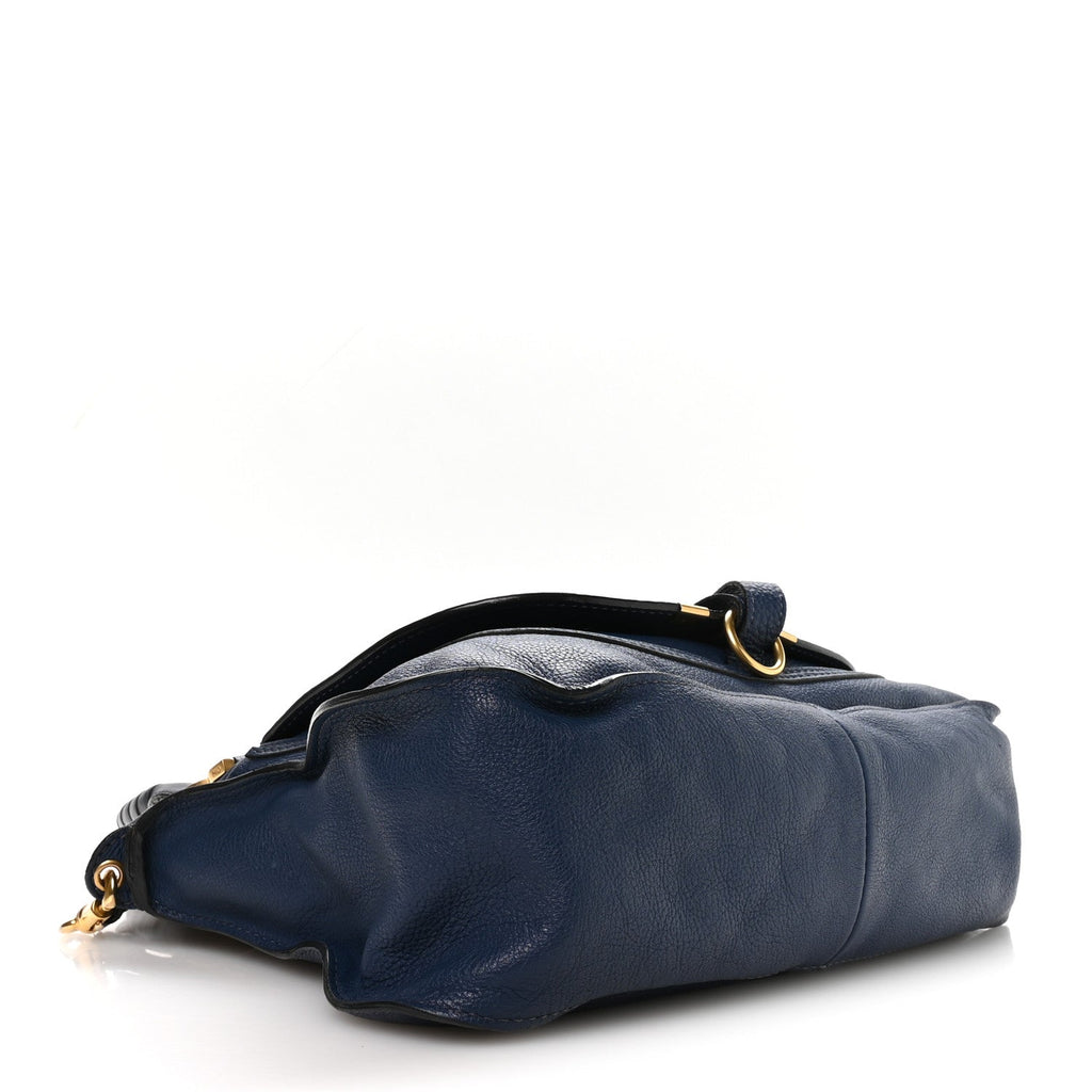 Calfskin Medium Marcie Satchel Royal Navy